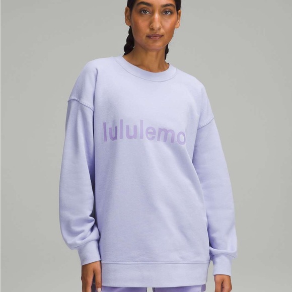 Lululemon Perfectly Oversized Crew Graphic Sweatshirt Lilac Smoke Size 10 - Picture 1 of 9